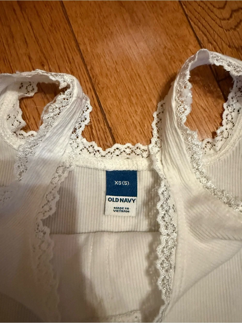 Old Navy White Lace-Trim Button-Front Ribbed Camisole